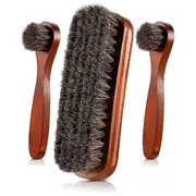 3 Pieces Horsehair Shoes Polish Brushes Kit Leather Shoes Boot Care Clean Polish Daubers Applicators As shown