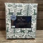 Brooks Brothers Holiday Christmas Print 100% Cotton Twin Sheet Set White Green