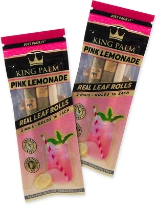 King Palm Mini Size Cones - 2 Rolls per Pack, 2 Packs - Pre Rolled Cones - Natur