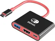 Dock for Nintendo Switch 2025 & OLED,Docking Station TV with 4K HDMI USB 3.0 100W USB-C Charging Port, USB C to HDMI Adapter for Steam Deck/MacBook/Laptop,Red-Black