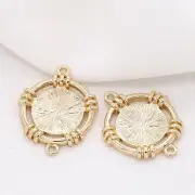 4PCS 18K Gold Plated Charm Pendant Connector Set, Minimalist Charm, Round Charm
