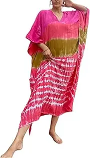 Earthen Threads Beach Summer Shibori Tie Dye Kaftan Kimono-Tie-Dye-Long-P