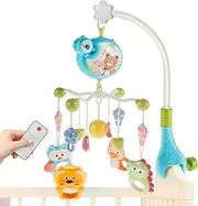 Crib Toys,Baby Crib Mobile with Music and Light Cute Crib Mobile Toys with Remote Control 360° Rotation Baby Musical Crib Mobile with Removable Music Box and Rattle 433 Songs for Baby Newborns 0 3 6 12 Months (Blue)