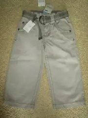 Boys Pumpkin Patch Textured canvas Pants with belt Size 2 NWT