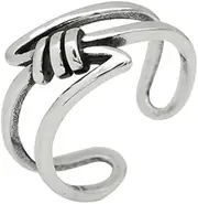 [Generic] Rotatable Layered Wire Vintage Anti Anxiety Open Rings Silver Relief Adjustable Rings for Women Dainty Expandable Stacking Worry Knuckle Rings