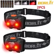 2x Head Torch Light Outdoor Hands Free Lamp Bright White & Red LED Camping Night