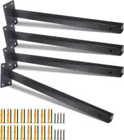 4 Pcs 14 Inch Floating Shelf Bracket Heavy Duty Blind Shelf Supports, Stainless