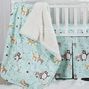 Brandream Nursery Bedding Boys Animal Crib Bedding Jungle Fox Baby Blanket Set with Bear Deer 3 Piece, 100% Cotton