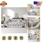 Soft Fabric Sectional Sofa Cover - Elegant Grey Checkerboard Design, 71" x 102"