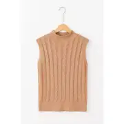 Cable-Knit Mock Neck Sweater Vest