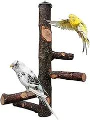 HUIRUMM Wood Bird Perch Stand Toy, Hanging Multi Branch for Parrots, Parakeets, Cockatiels, Love Birds, Finches