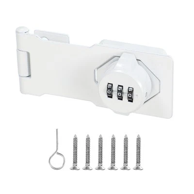 4.5" Combination Rotary Hasp Latch Lock 3-Digit Password Cabinet White