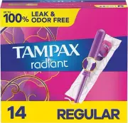 Tampax Radiant Tampons Unscented 13ct (missing 1) Regular Absorbency