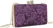 UShopUK Satin Lace Floral Compact Hard Case Bridal Prom Wedding Evening Clutch Party Purse Hand Bag
