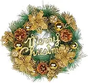 Hanging Christmas Wreath with Merry Christmas Letter Sign Glitter Scene Garland for Front Door Window and Indoor Decor Realistic Appearance Fine Craftsmanship