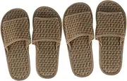 [SAFIGLE] 2pairs Summer Sandal Sandals Open-toe Slippers Bath Shoes Bamboo Straw Slippers Flop Sandal Wooden Coffee