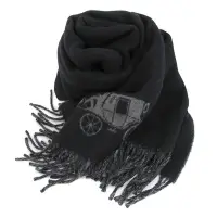 在飛比找Yahoo奇摩購物中心優惠-COACH 大馬車LOGO黑灰雙色雙面義大利製羊毛流蘇圍巾(