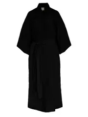 Deiji Studios | Deep Black 02 Linen Full Length Robe | The UNDONE