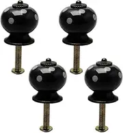 Ceramic Knob,Cabinet,Furniture Pull Handles,Door Pull,Drawer Pull Handle,4pcs Ceramic Knobs Vintage Pull Handle Furniture Drawer Cabinet Cupboard Wardrobe Dresser Door Knob Accessories Black