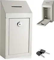 My Charity Boxes - Metal Donation Box & Collection Box - Suggestion Box - Secure Box - With Top Coin Slot and Lock Included with 2 Keys - Easy Wall Mounting or Counter Top Use