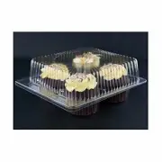 Detroit LBH6404 - 4 Compartment Clear Hinged Cupcake/Muffin Container, 250 Count