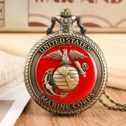 Vintage Pocket Watch US Quartz Movement Necklace Chain Timepiece for Men Gift