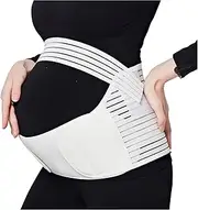 [Generic] Adjustable Maternity Support Belt For Mid-to-Late Pregnancy Stabilizing Belly Wrap For Back Support(White,M)