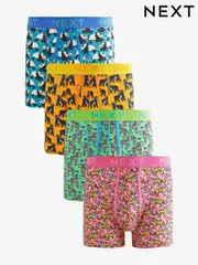 Bright Orange/Green/Blue Animal Print Animal A-Front Boxers 4 Pack (B58849) | $44