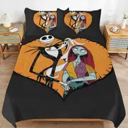 a1333 The Nightmare Before Christmas Duvet Cover Set, 3 Piece Bedding Set 86x70" Double Sided Printing Decorative Comforter Cover Set (1 Duvet Cover +