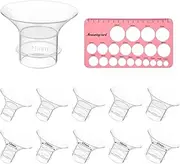 Accevo Flange Sizing kit 10PCS Flange Inserts 13/15/17/19/21mm & Nipple Ruler, Compatible with Momcozy S12 Pro/S9 Pro/S12/S9/Medela/Spectra etc Wearable Breast Pump 24mm Flange/Shield