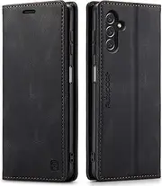 [LOLFZ] Wallet Case for Samsung Galaxy A13 5G, Magnetic Flip Leather Case with RFID Block Card Slots Kickstand Shockproof Protective Cover Compatible with Galaxy A13 5G - Black
