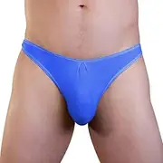 Love in Leather Mens Lycra Thong - Blue Small/Medium