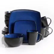 Gibson Dinnerware Sets Contemporary Blue Stoneware (Service for 4) 16-Piece