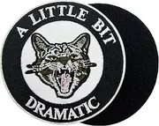 [Stitch-Witch] 3.5'' Hilarious Funny Patch, A Little Bit Dramatic Cat Embroidered Hook and Loop Patch