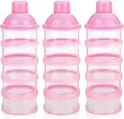 Accmor Baby Milk Powder Formula Dispenser, Non-Spill Smart Stackable Baby Feeding Travel Storage Container, BPA Free, 5 Compartments,3 Pack