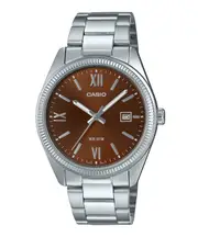 Casio Analog Ion Plated Stainless Steel Brown Dial MTP-1302DD-5AV 50M Mens Watch