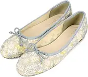 ORiental TRaffic(オリエンタルトラフィック) 51122 Women's Shoes, Ribbon, Ballet Pumps, Ballet Pumps, Flat, Floral Pattern, Flower, Tulle, Blue, 23.5 cm