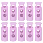30Pcs 4mm Cord Lock Plastic Double Hole Spring Toggle Stoppers, Purple