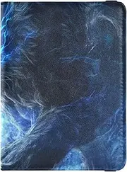 [Amooorous] Blue Cool Flame Cheetah Leather decorative family passport holder Travel Documents Organizer Protector Cute Passport Book Lightweight, Blue cool flame cheetah, 1 size