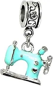 [Cherityne] J & M Dangle Blue Sewing Machine Charm Bead for Charms Bracelets