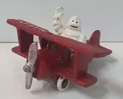 Commemorative Michelin Man In Bi-Winged Plane Commemorative Cast Iron