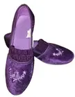 Grosby Ladies Purple Velour Slippers Flower Embroidery Sz 11 XL W US Slip...