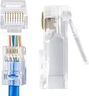 W-NECTOUN Cat5e Pass Through Connector,100-PACK Cat5e RJ45 Ends,Cat5 / Cat5e RJ45 Connector,UTP Network Plug for Solid Strand Cable