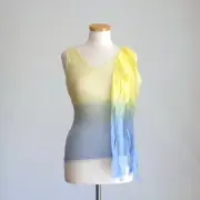 Vintage Y2K Class Roberto Cavalli Gilet Gradient Yellow & Blue Top NWT