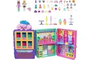 Polly Pocket Dolls Vending Machine Playset, Candy Style Fashion Drop with 2 Dolls 3-in, 1 Pet 35+ Accessories