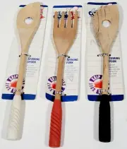 Vintage Good Cook Wood Serving Set Serving Fork. Stirring Spoon Non Stick #27826