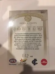 2020 Select Prestige AFL Brownlow Vote Getter Patrick Cripps Carlton Blues #12