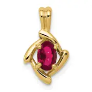 14K Yellow Gold 6x4mm Oval Created Ruby Pendant