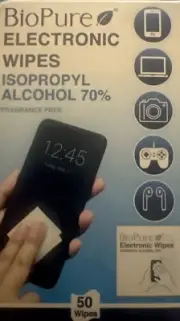 BioPure Electronic Cleaning Wipes Isopropyl Alchohol 70% fragrance free 50 wipes