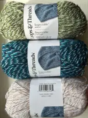 Lot -3 skeins of Loops & Threads Impeccable acrylic yarn- mixed twist colors